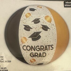 Congrats Grad Beach Ball - Black, White & Gold